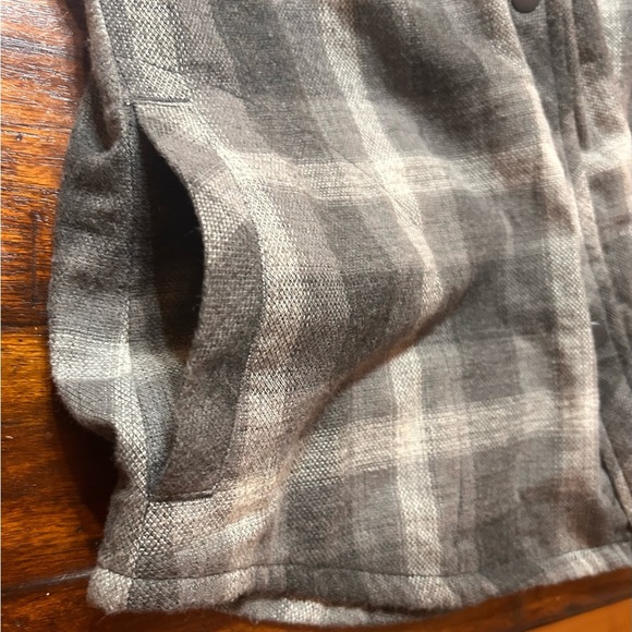Prana Finnegan Top Shirt Womens Small Gray Shacket Snap Button Jacket Flannel - Picture 5 of 8